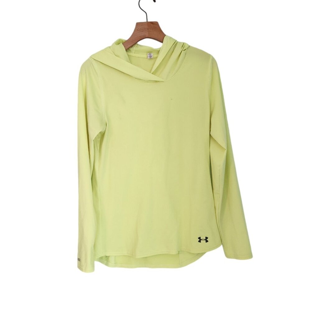 Under Armour Iso-Chill Pullover Hooded Shirt Activewear Womens S Yellow *Read*